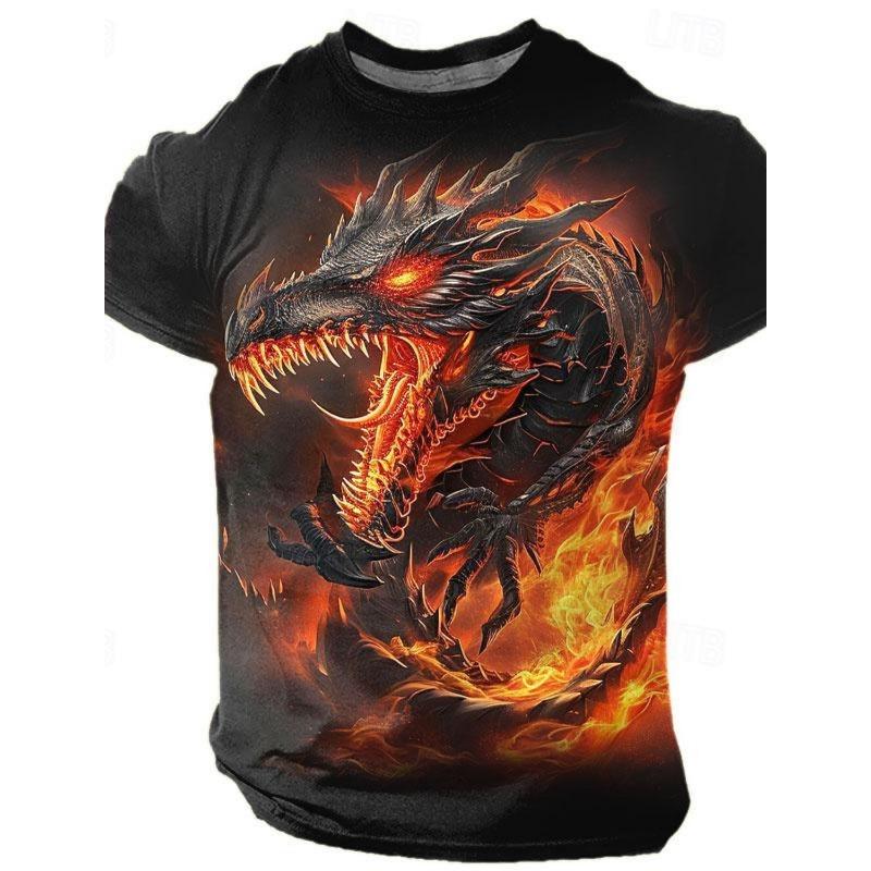 Мужская летняя модная рубашка с короткими рукавами Cool Flying Dragon Top Casual с короткими рукавами