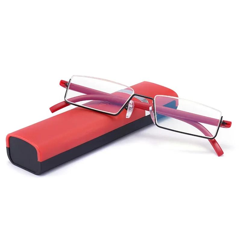 Очки для чтения TR90, полурамка из нержавеющей стали, антибликовый женский оптический зеркальный чехол для очков для пресбиопии
