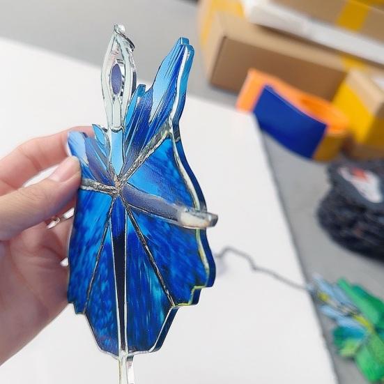 Acrylic Dancing Girl Hanging Decoration 2D Flat Stained Glass Dancer Indoor Outdoor Garden Yard Hanging Ornament