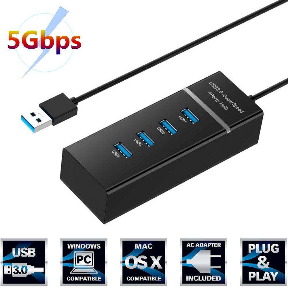 Computer Laptop 5Gbps External Ultra Slim USB 3.0 Hub Expander Adapter 4 Ports Splitter