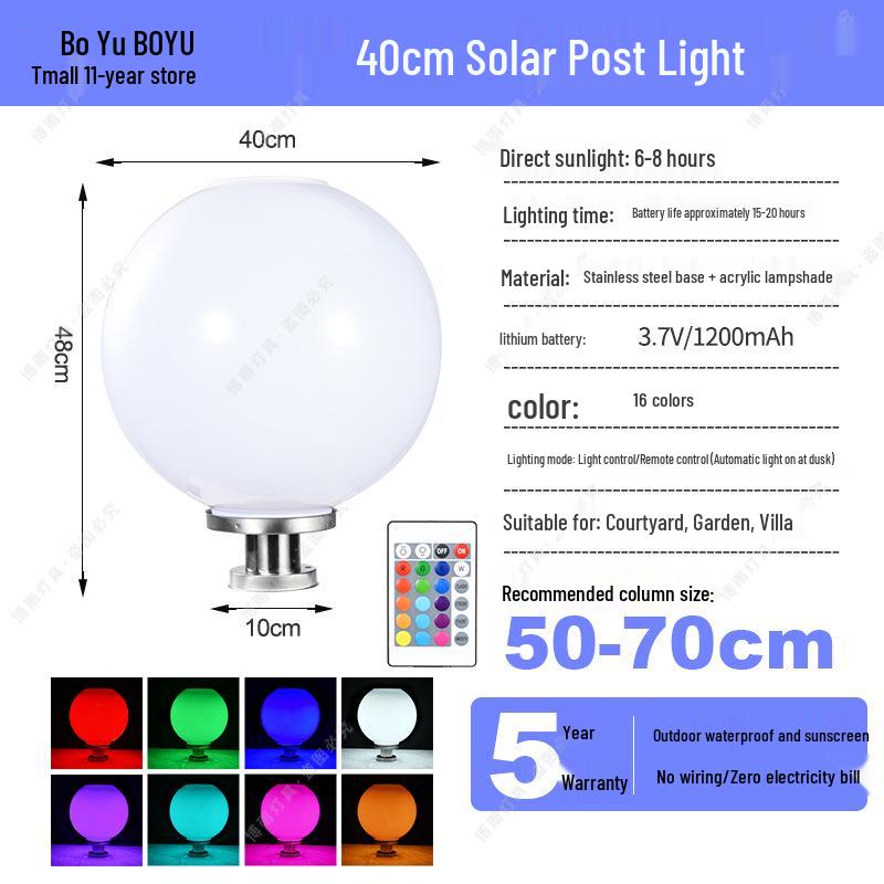 Solar-Powered Outdoor Pillar and Gate Lights for Courtyard and Villa Entrances
