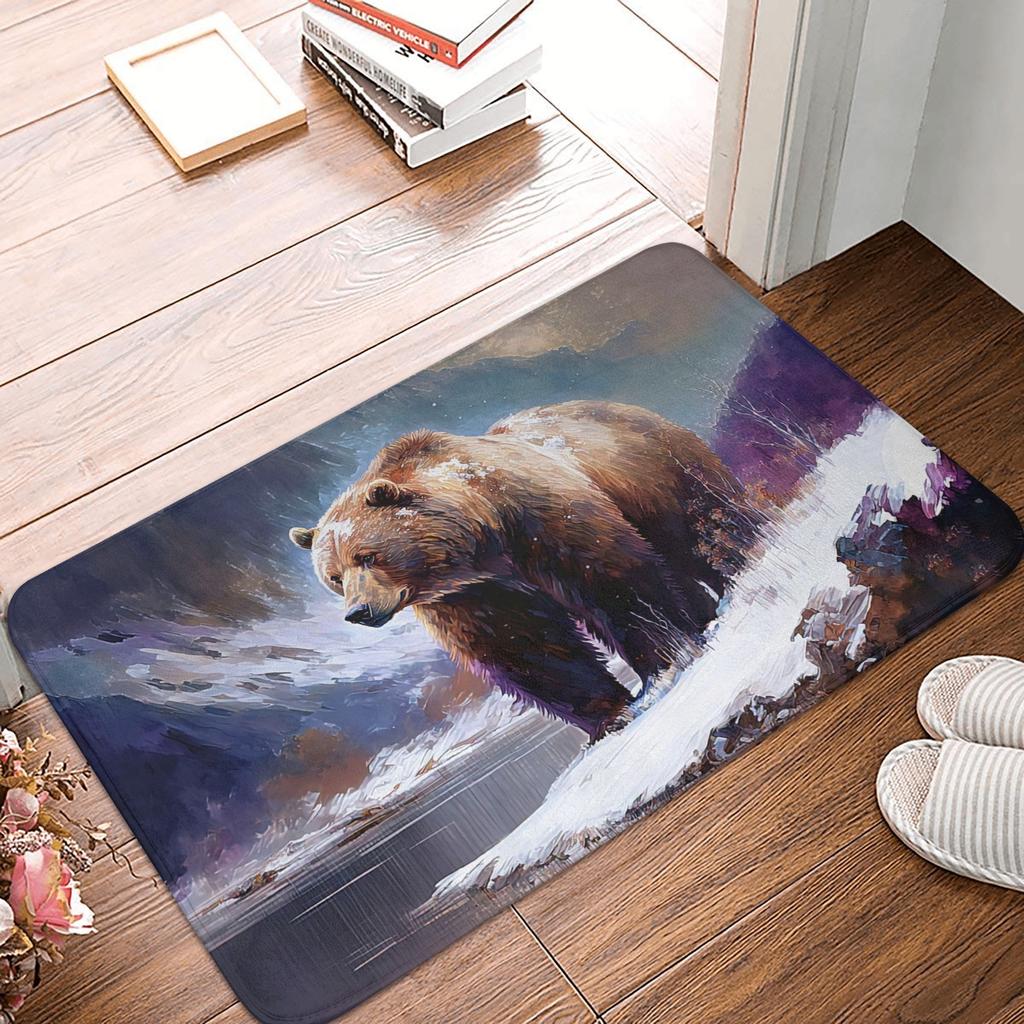 Angry Bear Doormat Anti-Slip Entrance Kitchen Bath Door Floor Mat Garden Rug Carpet Footpad