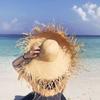 Summer Vacation Wind Raffia Straw Hat Female, Big Brim Sunshade Sunscreen Burr Edge Temperament Beach Hat