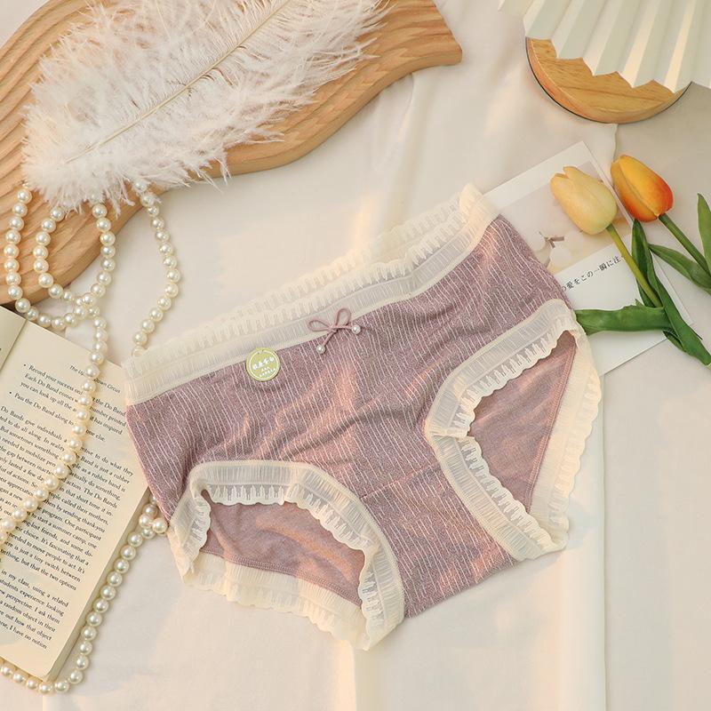 Sweet Women's Underwear Mid Waist Cotton Crotch Traceless Underwear Thin Lift Hip Breathable Sexy Girls' Triangle Pants