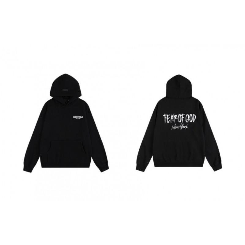 Unisex Oversized Hooded Sweatshirt With ESS Letter Print Cotton Fleece Lined Streetwear Style Men Women