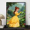 Disney Princess Belle yellow dress rain garden 5D handmade diy diamond painting, home wall decoration