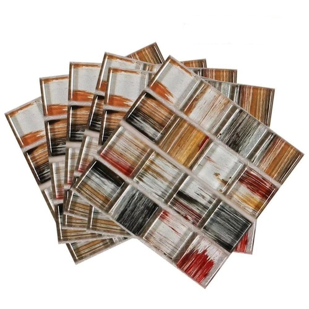 20pcs/set Flat 3D Wall Sticker Self Adhesive Kitchen Stickers Mosaic Tile Wallpaper Bedroom Home
