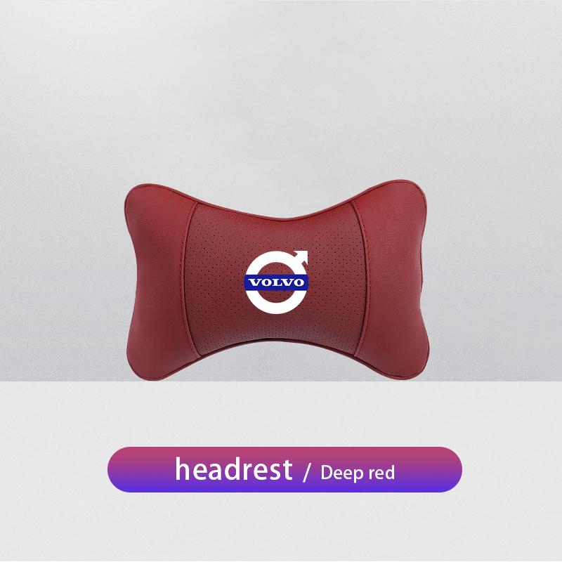 AABAL1 Leather Car Seat Headrest Memory Foam Comfort Neck Pillow Auto Interiors For Volvo Rdesign XC60 XC40 V60 V40 EX30 XC90 S60 V50