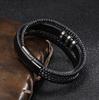 Simple Leather Bracelet with Thread Brown 20cm