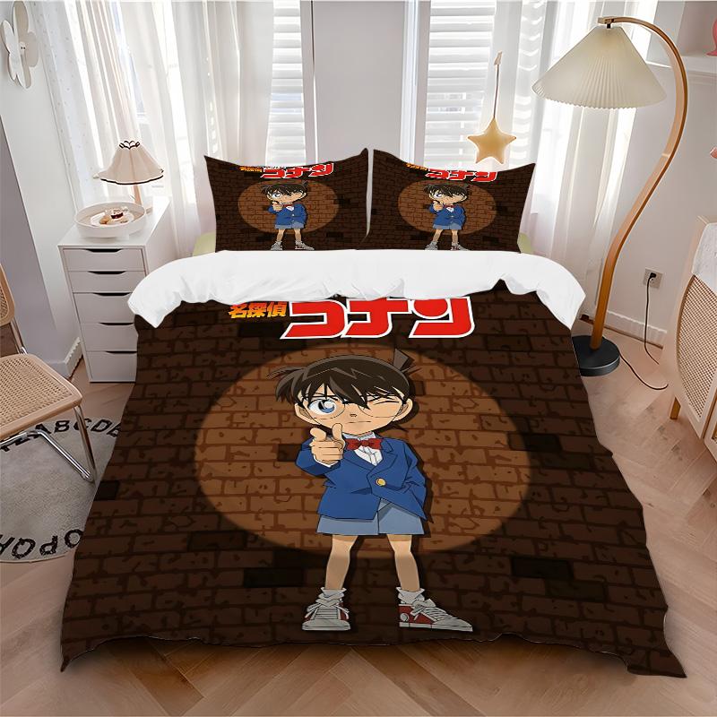 Detective Conan Mystery Print 3Pcs Bedding Setduvet Cover With 2 Bedropillowcase Home Birthday Gift