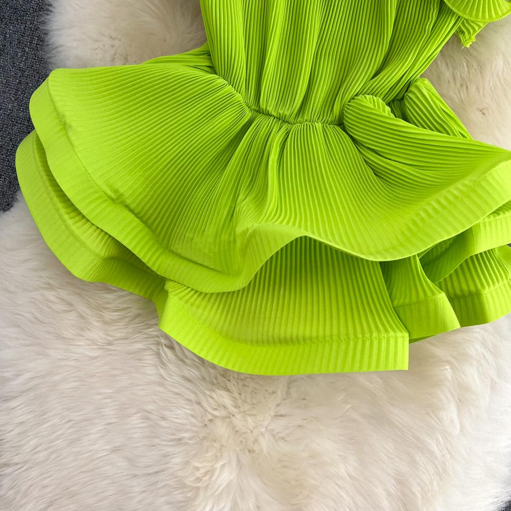 RUGOD Летний новый стиль, универсальная пресс-плиссированная шифоновая рубашка с завязками на талии и листьями лотоса, женский короткий топ в иностранном стиле