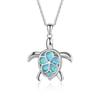 Boho Fashion Flower Pendant Necklace for Women Girl Charm Blue Imitation Opal Necklace Trendy Wedding Party Jewelry