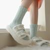 Coral Fleece Socks Solid Color Medium Tube Socks Season Fleece Thickened Warm Furry Home Floor Sleeping Socks