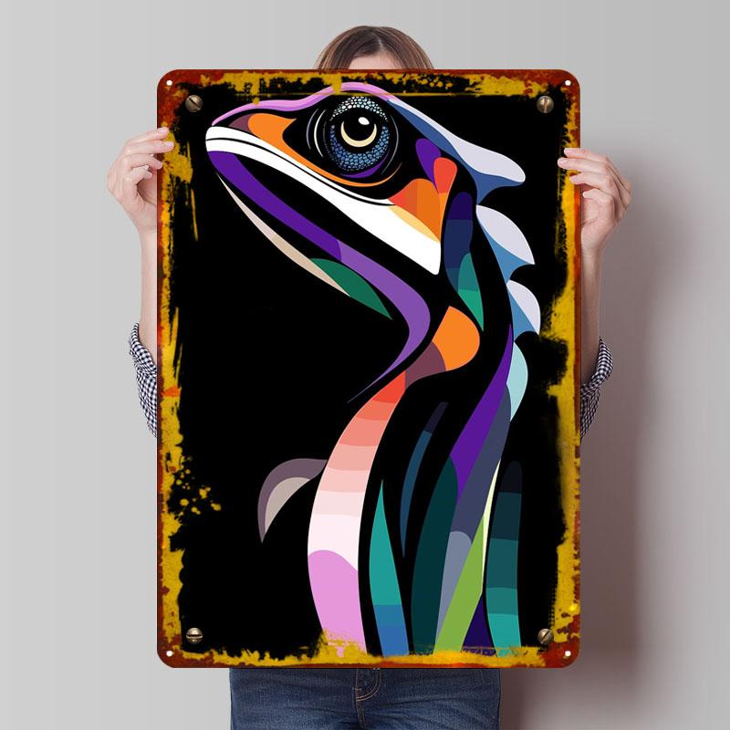 Colorful Lizard Portrait Tinplate Signs Abstract Art Poster Vintage Home Decor Items Custom Metal Sign for Wall Art Decoration