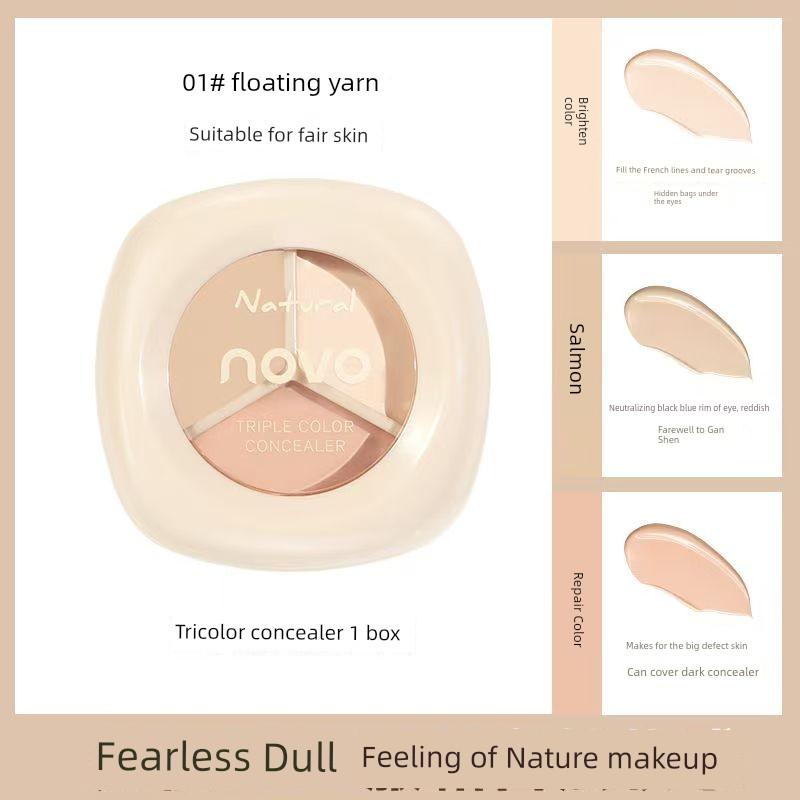 Novo Three-Color Concealer Plate Precise Cover Fleck Acne Marks Eye Bag Brightening Face Dark Circles Tear Groove Flagship Store