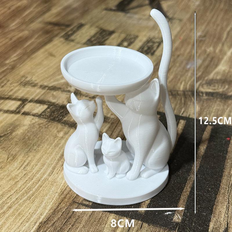Причудливый 3D-печатный черный кот - Семейный лоток для хранения - Набор из 3 кошек для украшений и ключей
