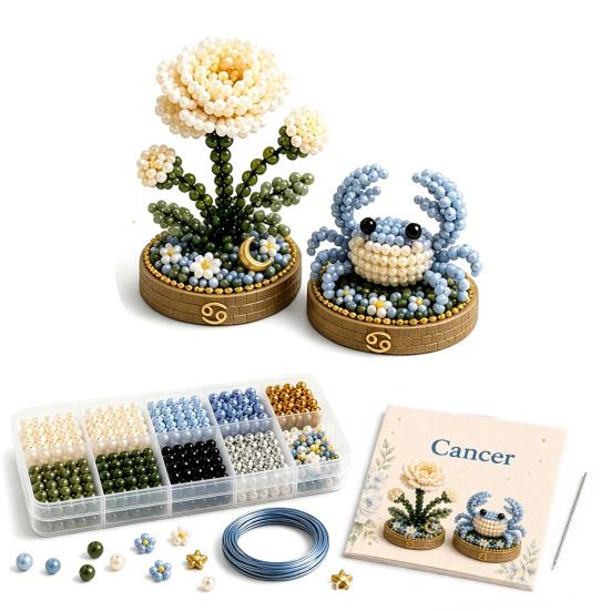 12 Zodiac Signs Bead Craft Kit DIY Beaded Garden Kit 3d Beaded Astrology Flower Kit