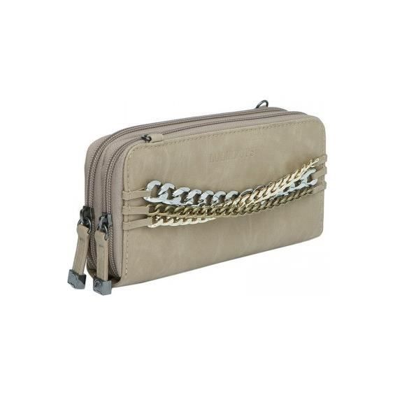 Portefeuille Femme - LOLLIPOPS - TONIC DOUBLE ZIP - Beige - Nubuck synthétique - Amovible