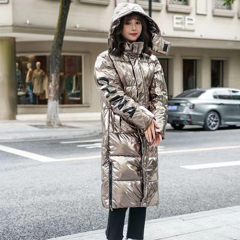 Andy Jacket Fashion Winter Shiny Party Coat Female Short Jacket Warm Nightclub Hooded Collar Fashion Female Jacket Elegant Top Fashion Casual Jacket