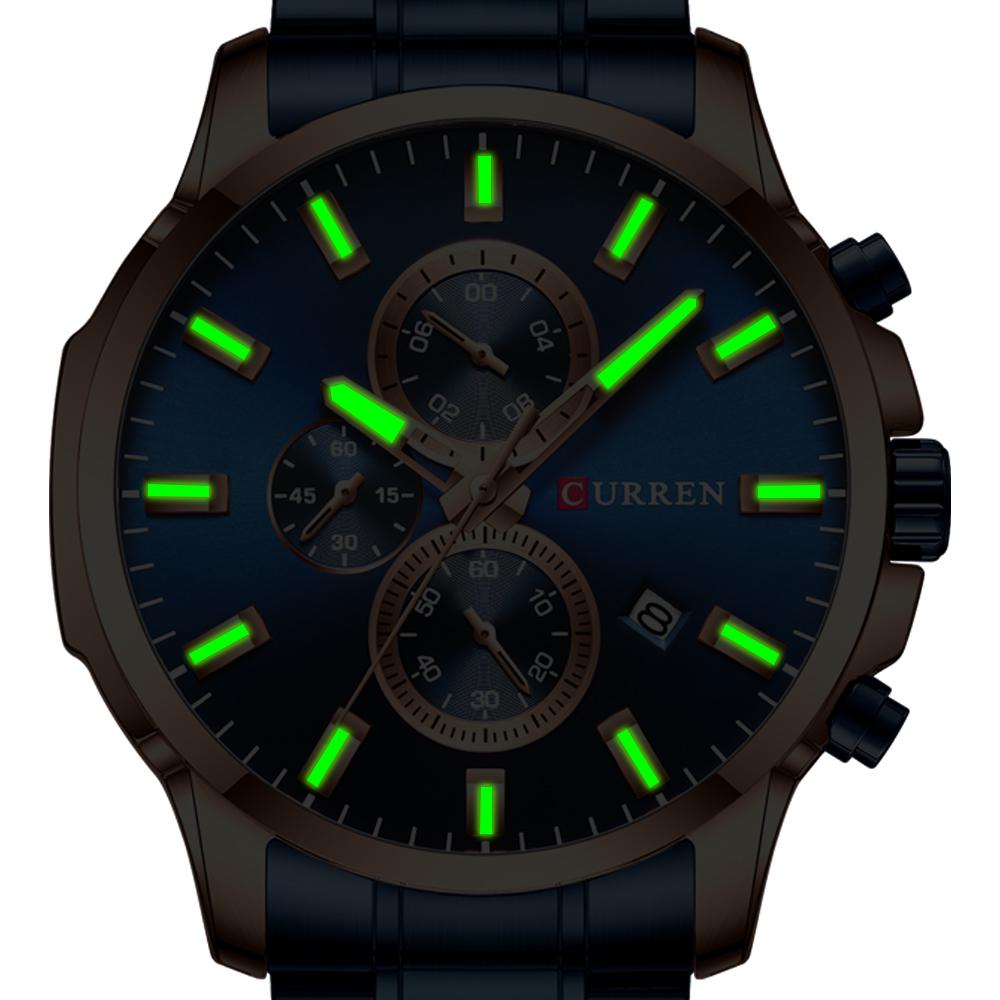 CURREN Luxury Brand Sports Quartz Watches Men Watch with Luminous Hands Chronograph Auto Date Fashion Stainless Steel Wristwatch