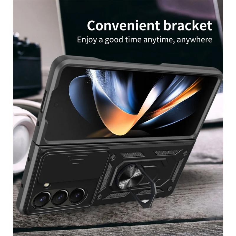Броня противоударный чехол для Samsung Galaxy Z Fold 6 5 4 3 5G чехол с кольцом магнитный держатель металлическая подставка Foldbale