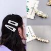 Fashion Pearl Hair Clips Women Elegant Snap Hair Barrette Stick Gold Silver Metal Alloy Hairclip