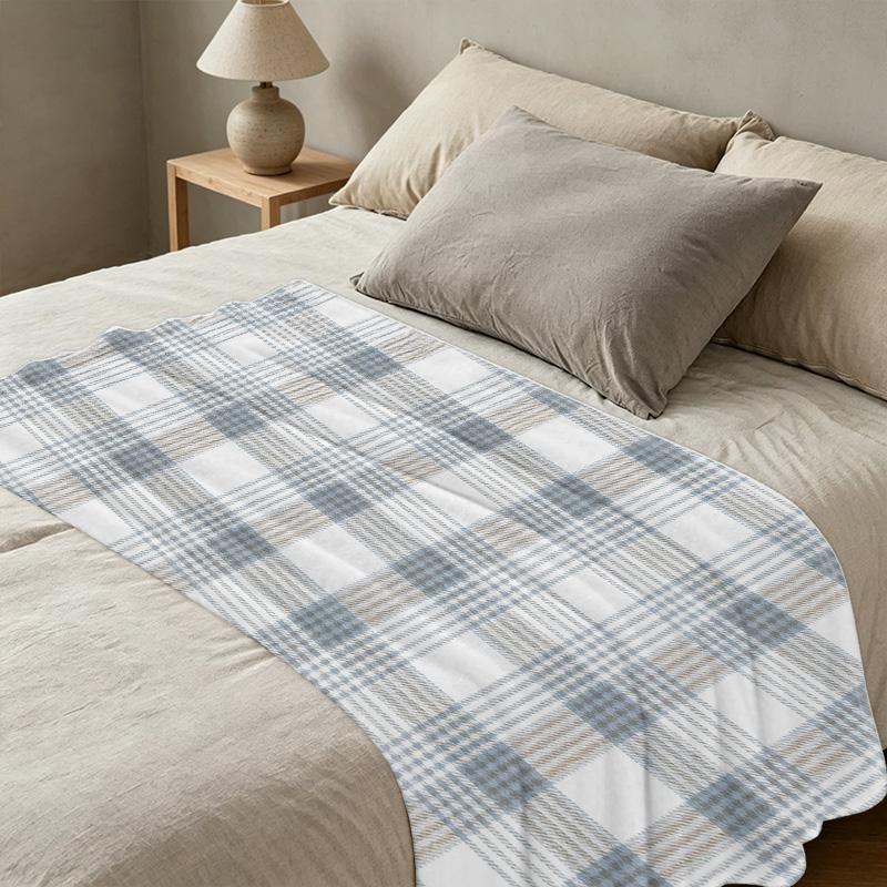 Soft Fuzzy Flannel Blanket: High-density Plaid Throw, Plush Warm & Cozy, Ideal for Bedroom, Living Room, Sofa, Christmas & Halloween Home Use
