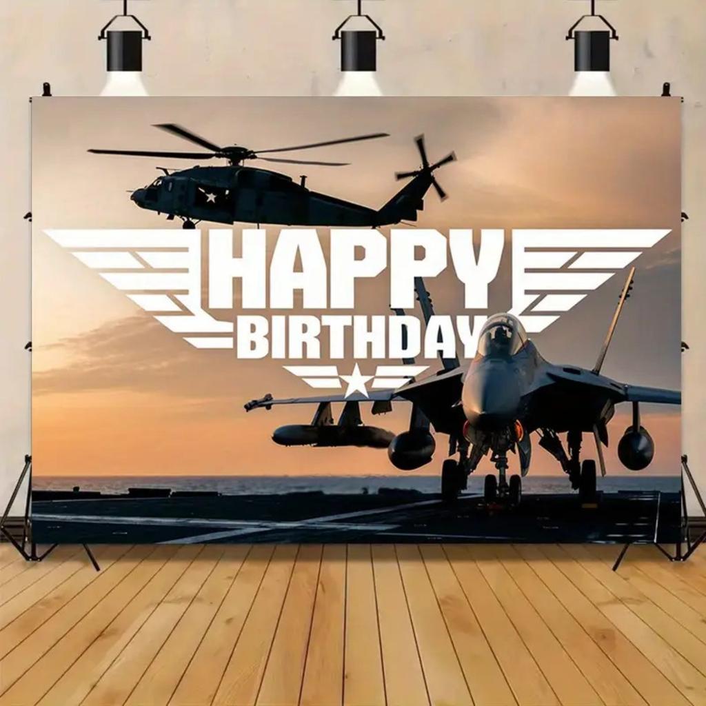 2D plane 1-piece background cloth for a military fighter jet birthday party for the birthday party