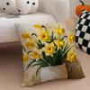 Warm bright yellow Daffodil Narcissus flowers Cushion Cover Throw Pillow Cover Hidden Button Durable Polyester Chair Cushion