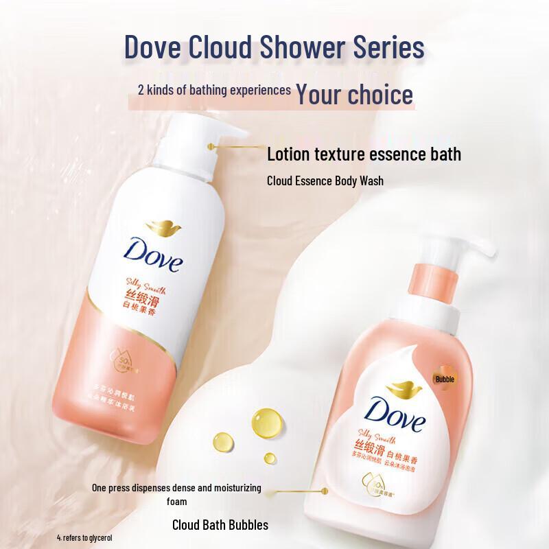 DOVE Глубокоувлажняющая пенка для душа «Белый персик»