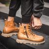 Мужские кожаные ботинки Ботинки Мартины Уличная мода Короткие сапоги с боковой молнией и круглым носком Сапоги для инструментов