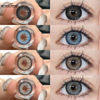 Новые цветные контактные линзы, черные очковые линзы, зеленые косметические линзы, коричневые серые очковые линзы, цветные косметические зеленые линзы, 1 пара