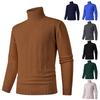 Men's Casual Solid-color High-collar Knitted Sweater, Men's Warm Base Knitted Pullover Sweater