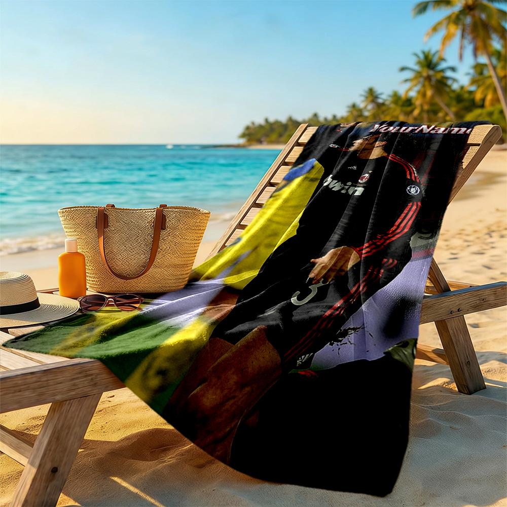 Ac Milan Customized Name Beach Towel Super Soft & Absorbent Suitable for Sports Travel Swimming Yoga Bathroom Beach And Pool