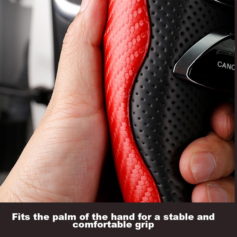 1Pair Car Steering Wheel Cover For Tesla Non-Slip Carbon Fiber 38CM Auto Steering Wheel Interior Decoration Accessories