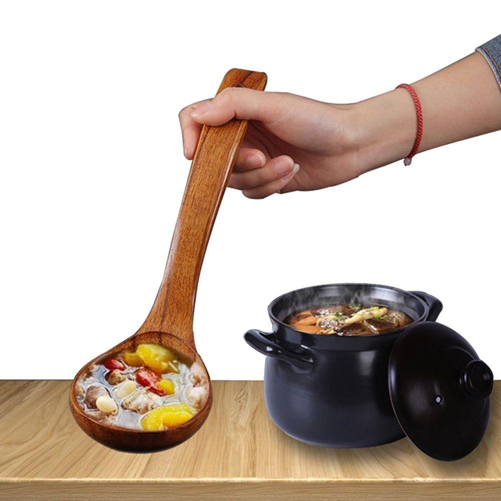 Tools Catering Gadget Wooden Accessorie Scoop Long Handled Soup Spoon Kitchen Cooking Utensil