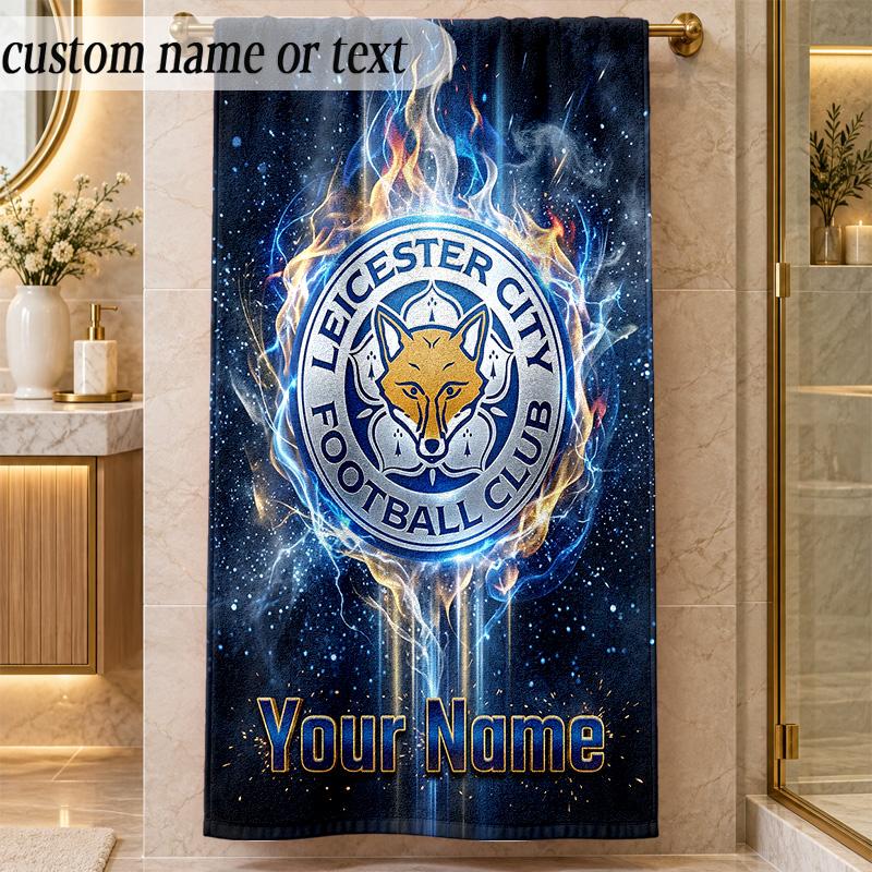Beach TowelLeicester City Custom Name Text Personalized Soft Towel for Beach Pool Indoor Home Decor Gift