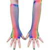 Перчатки Rainbow Fishnet эластичные сетчатые маскарадные хип-хоп сексуальные красочные короткие средние длинные перчатки