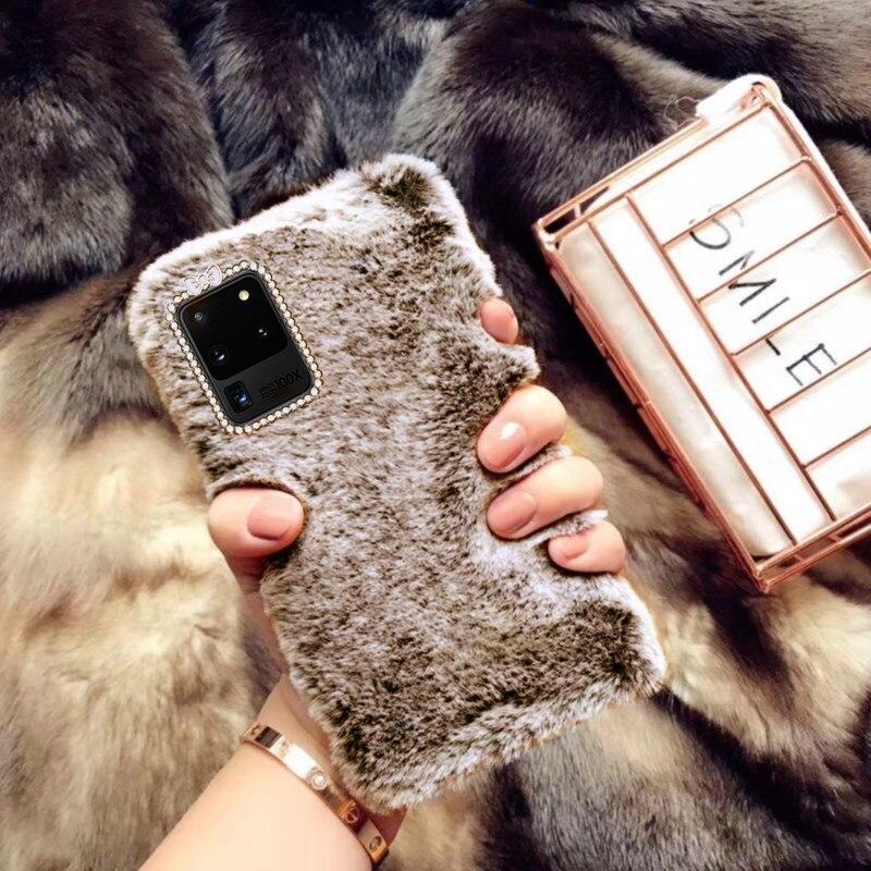 Силиконовый плюшевый чехол с милым пушистым кроликом для Samsung Galaxy A11 A21 A31 A41 A51 A71 A21S S20 FE Note 9 10 20 Lite Plus Ultra