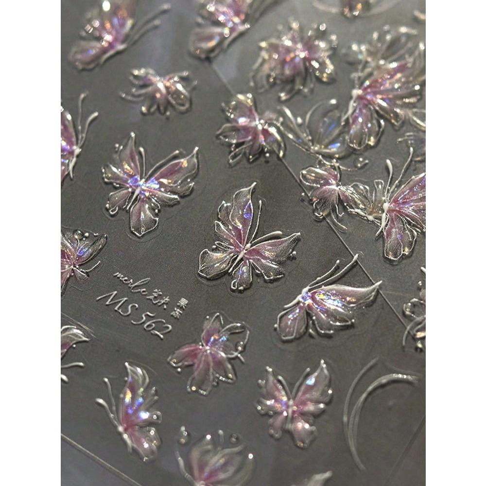 Beautizon Nailartlab 1 шт. 5D наклейка-шарм для ногтей в виде бабочки, голографическая, для DIY-арта, в стиле Y2K, украшение для нейл-арта, наклейка