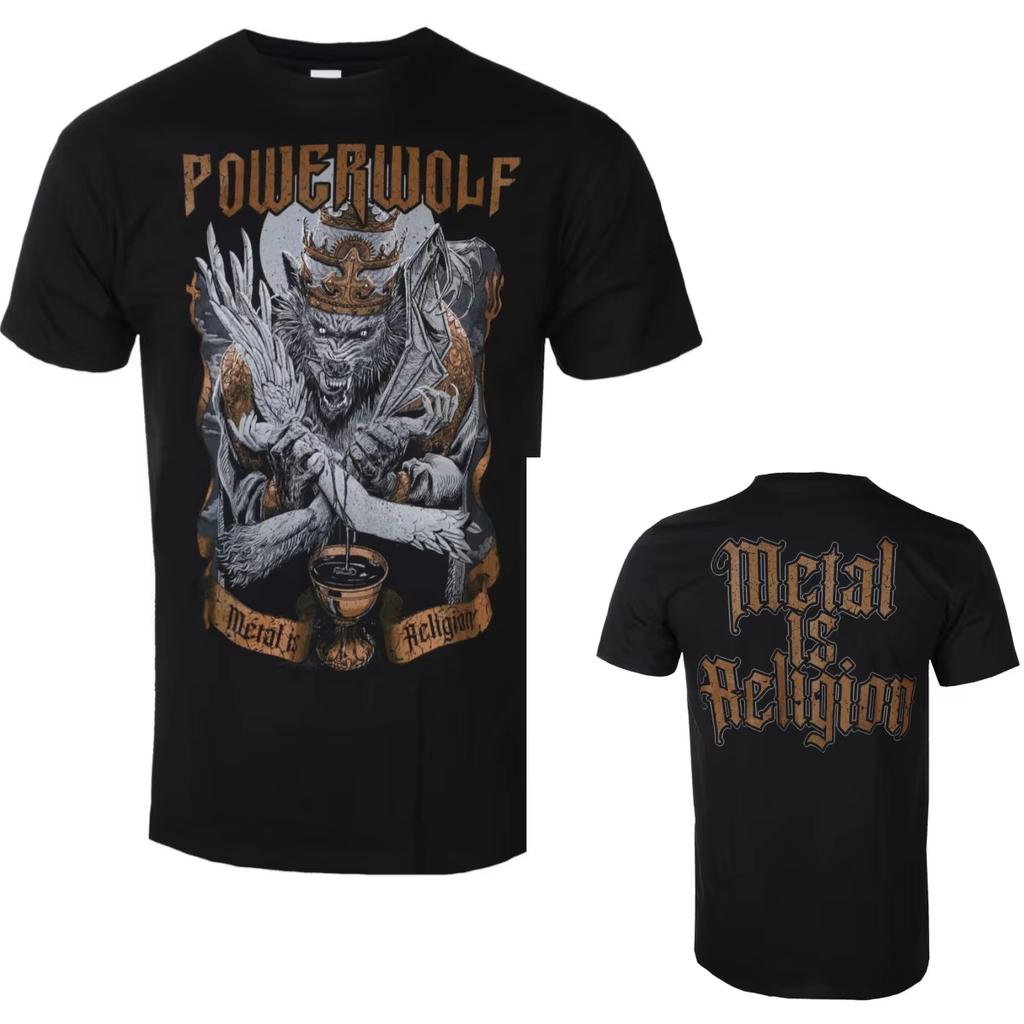 2026 Fit Summer Powerwolf Graphic Cotton T-shirt Unisex Summer Short Sleeve Fashion Harajuku Hip Hop Punk T-shirt Y2K Streetwear Oversized T-shirt