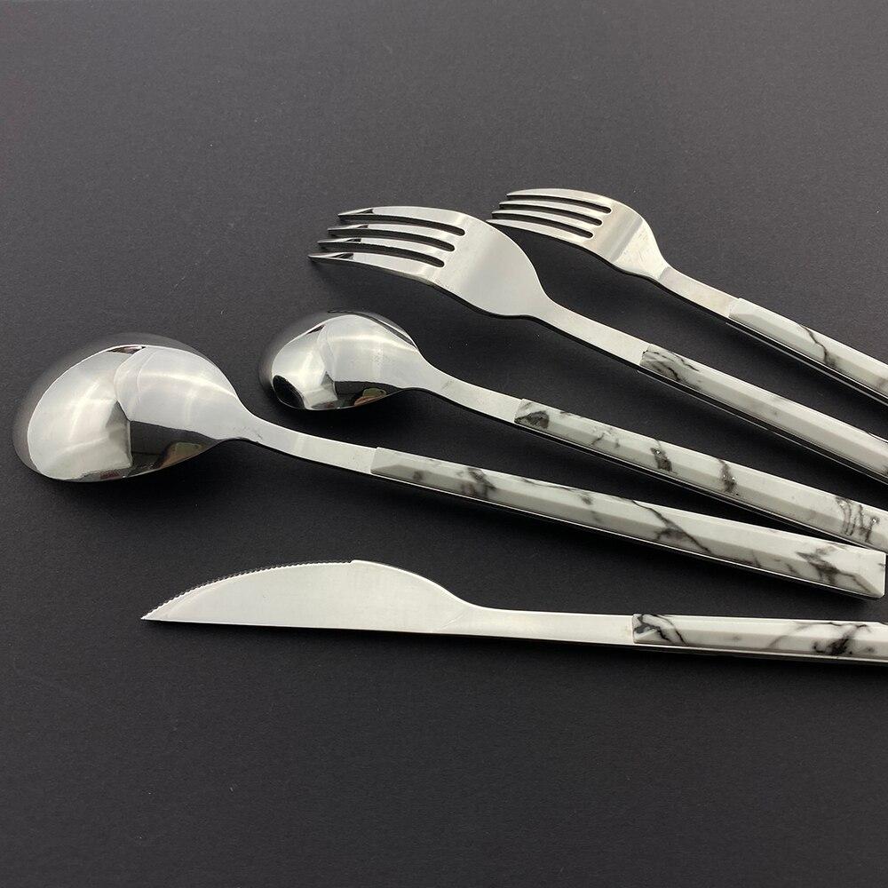 6/30 шт., набор столовой посуды белого и серебряного цвета, нож, вилка, кофейная чайная ложка, набор столовых приборов, столовое серебро из нержавеющей стали, набор кухонной посуды