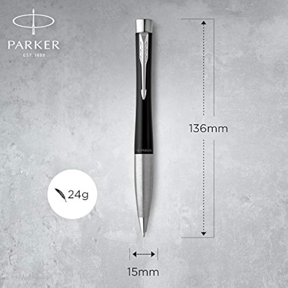 PARKER S0735810 Шариковая ручка Parker, Urban Матовый черный CT, Средний стержень, Масляный тип, В подарочной упаковке