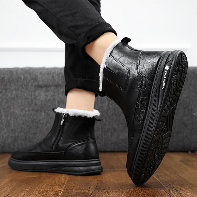 Зимние мужские ботинки slip on plush теплые зимние ботинки мужские рабочие повседневные туфли высокие черные зимние ботинки мужские с мехом зимняя обувь