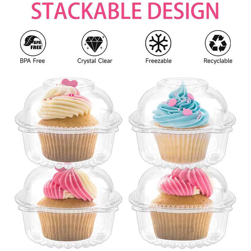 10/50 шт. с крышками, прозрачная упаковка для десертов на день рождения, держатель для кексов, свадебный контейнер для пончиков, кексов, тортов, десертов