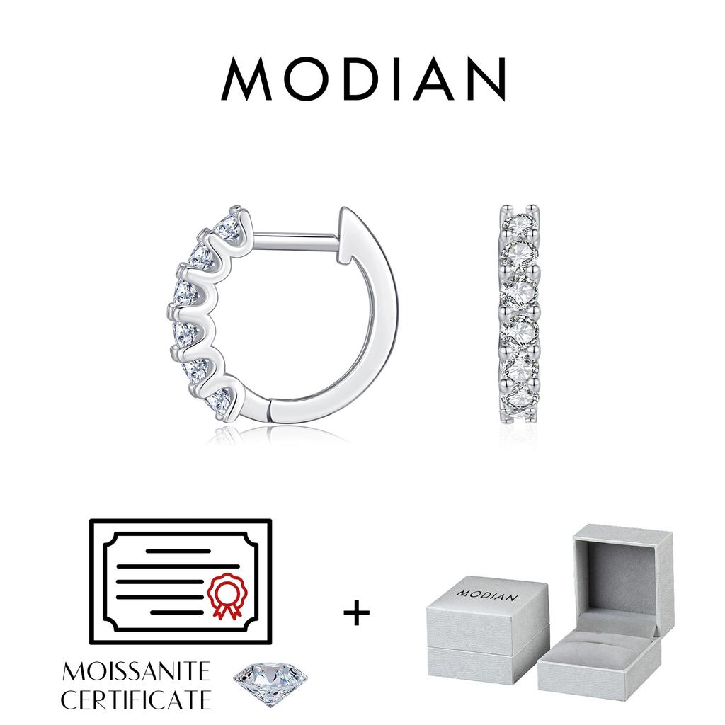 MODIAN D Моссанит Маленькие Серьги-Кольца 925 Серебро Полые Искрящиеся Серьги-Застежки Для Женщин Свадебные Тонкие Украшения