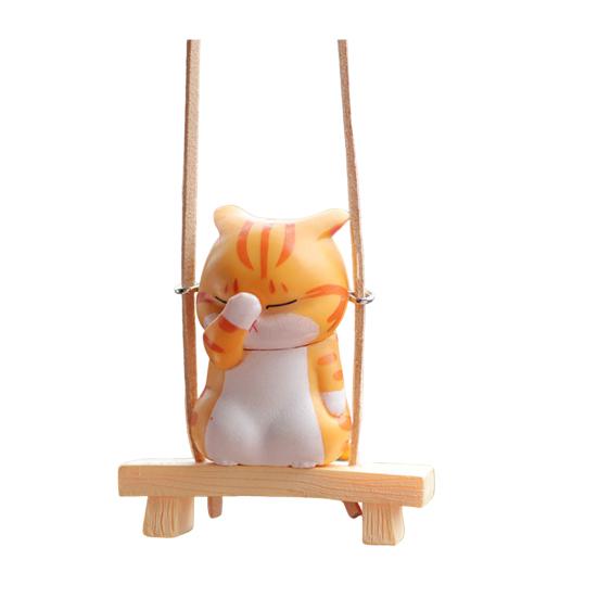 Подвеска в виде зеркала заднего вида, подвесное украшение со шнурком, легко повесить, очаровательное украшение в форме мультяшного кота, подвеска для салона автомобиля