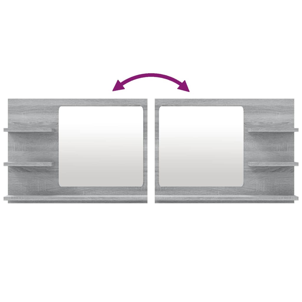 Minimalistischer Badezimmerspiegel mit seitlichem Ablagefach, Bade- und Duschspiegel, wandmontierter Schminkspiegel, 60x10,5x45 cm