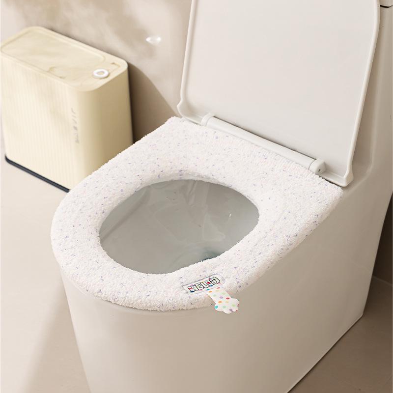 Мягкая бархатная накладка на сиденье унитаза большого размера с ручкой - Моющаяся, осенне-зимняя подушка