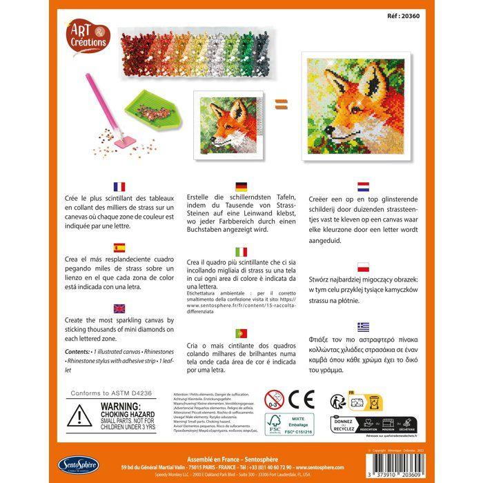 Création à base de mini strass - SENTOSPHERE - Art & Créations - Canevas à Diamanter - Renard - Dès 8 ans